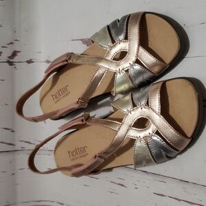 Hotter comfort concep USA metallic silver sling back adjustable strap size 9